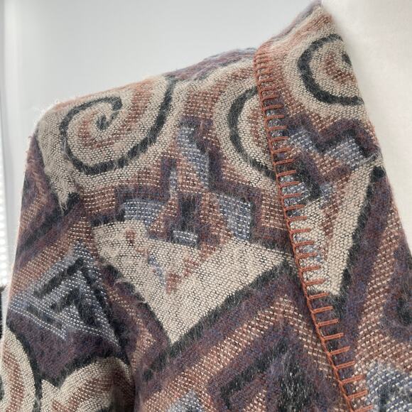 David Paul New York Vintage 80s Brown Aztec Ethnic Soft Flannel Retro Blazer M - Picture 7 of 13